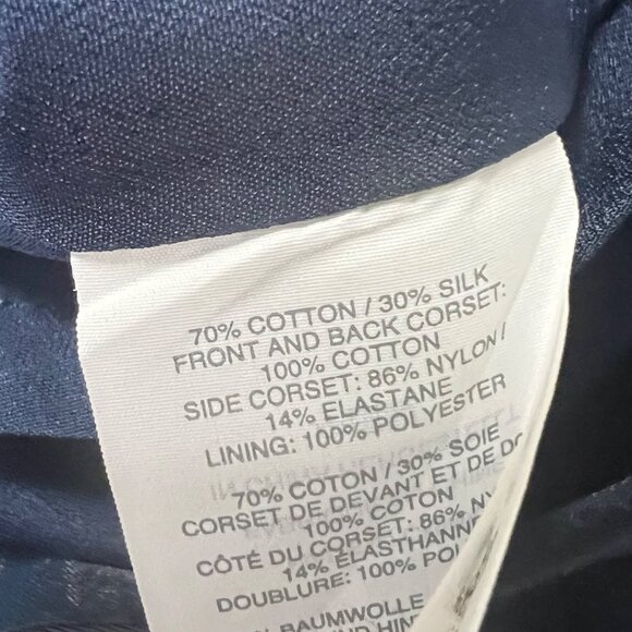 J Crew Womens Off Shoulder Faille Dress Tie Bow Straps Navy Blue G3469 size 14 - Picture 12 of 15